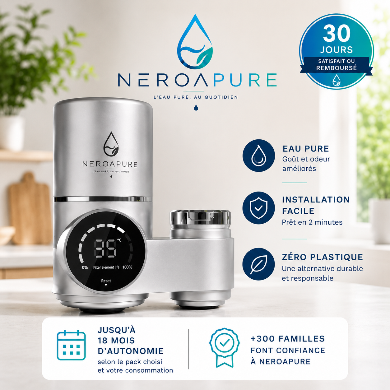 NeroaPure Pro — Purificateur d'Eau avec Affichage Digital
